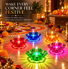 Lotus LED Reflection Diwali Diya (Pack of 9)